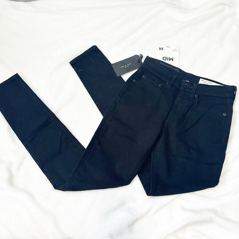Rag & Bone cate mid-rise skinny jeans black denim NWt size 24 new